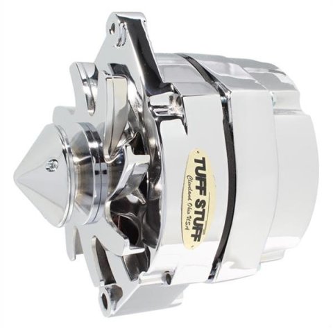 Tuff Stuff Performance Silver Bullet Alternators 7140ABULL Alternator, 140 Amp, 1-Wire, Chrome, V-Belt, Buick, Chevy, Oldsmobile, Pontiac, Each