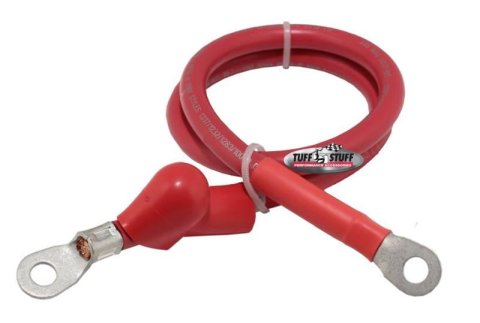 Tuff Stuff Performance Heavy Duty Charge Wires 754424 Alternator Wiring Kits, Wire, Replacement, Duty, 2 ft. Length, 4-gauge, Copper Core, Red Jacket, with Ring Terminals and Boot, Each