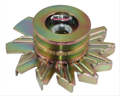 Tuff Stuff Performance Alternator Fan and Pulley Sets 7600BD Fan/Pulley Combo, 2-Groove , V-Belt, Steel, Gold Zinc, 2.625 in. Diameter, .664 in. Bore, Kit