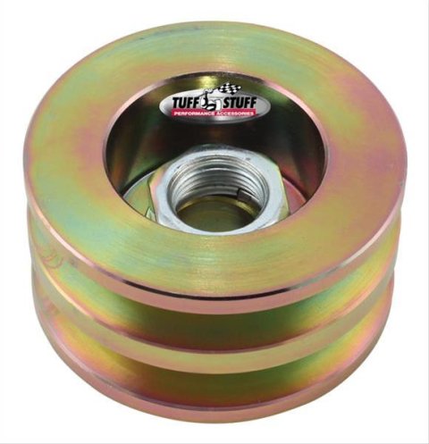 Tuff Stuff Performance Alternator Pulleys 7610FD Pulleys, V-belt Style, 2-groove, Steel, Gold, 0.664 in. Bore Diameter, 2.628 in. O.D., Each