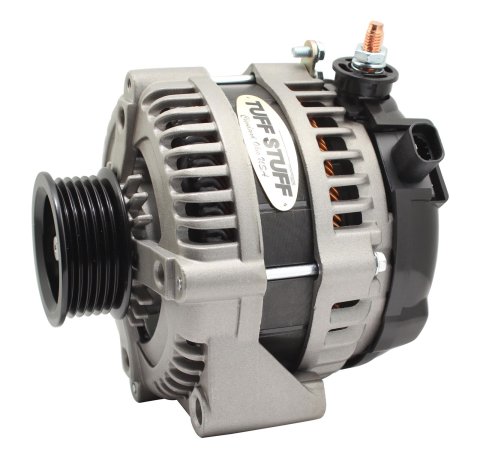 Tuff Stuff Performance MAX AMP Output Factory Cast-Plus Alternators 8320FC6G1W Alternator, 225 AMP, 6-Groove, 1-Wire, Natural, Serpentine Pulley, Left Offset, Each