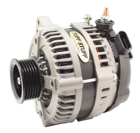 Tuff Stuff Performance MAX AMP Output Factory Cast-Plus Alternators 8320FC6GOE Alternator, 225 AMP, 6-Groove, OEM Wire, Natural, Serpentine Pulley, Left Offset, Each