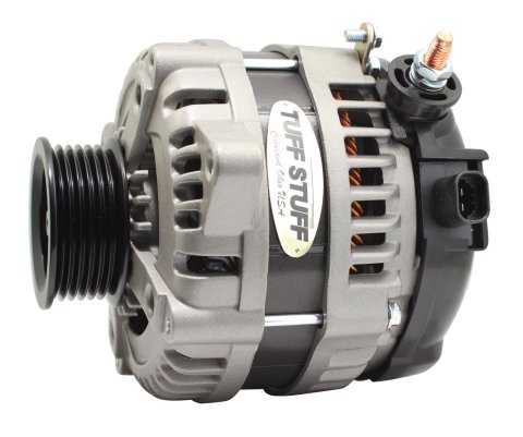 Tuff Stuff Performance MAX AMP Output Factory Cast-Plus Alternators 8321FC6G1W Alternator, 225 AMP, 6-Groove, 1-Wire, Natural, Serpentine Pulley, Center Offset, Each