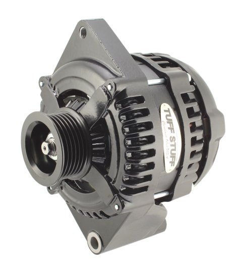 Tuff Stuff Performance MAX AMP Stealth Black Alternators 8441B6G1W Alternator, Internal Regulator, 225 Amp, One Wire, Serpentine Pulley, Black, Ford, Each