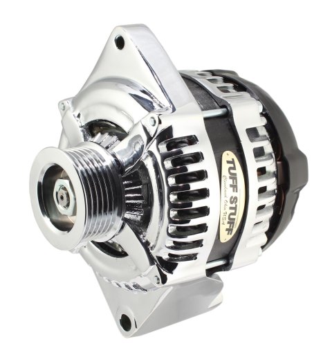 Tuff Stuff Performance MAX AMP Output Alternators 8441C6G1W Alternator, Internal Regulator, 225 Amp, One Wire, Serpentine Pulley, Chrome, Ford, Each