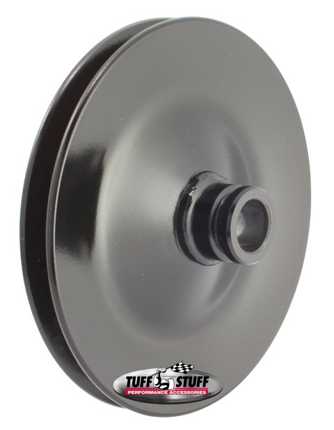 Tuff Stuff Performance Power Steering Pump Pulleys 8485B Pulley, Saginaw, V-belt Style, 1-groove, Steel, Black Powdercoated, 5.80 in. O.D., Chevy, Pre