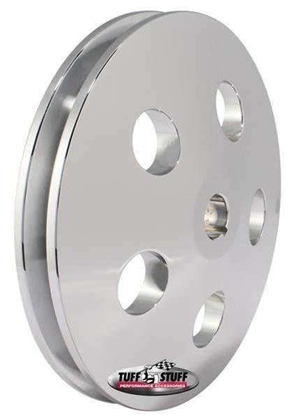 Tuff Stuff Performance Power Steering Pump Pulleys 8488A Pulley, Saginaw, V-belt Style, 1-groove, Aluminum, Chrome, 5.80 in. O.D., Chevy, Keyway, Each