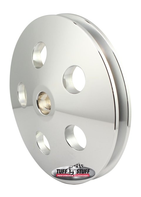 Tuff Stuff Performance Power Steering Pump Pulleys 8492B Pulleys, V-belt Style, 1-groove, Aluminum, Polished, 0.669 in. Bore Diameter, 4.563 in. O.D., GM Type 2, Each