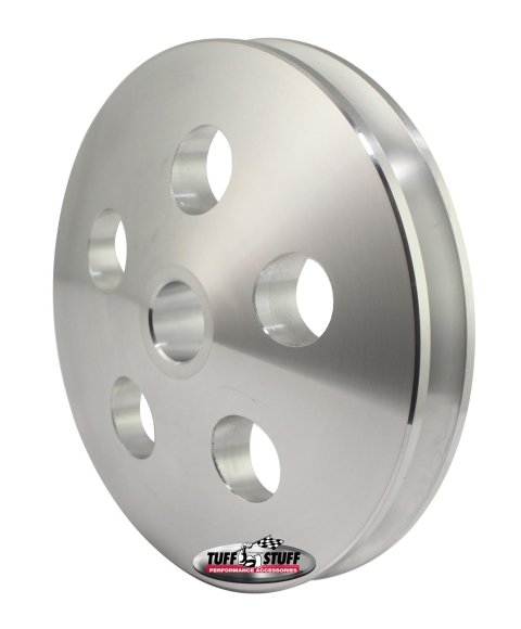 Tuff Stuff Performance Power Steering Pump Pulleys 8492C Pulleys, V-belt Style, 1-groove, Aluminum, Natural, 0.669 in. Bore Diameter, 4.563 in. O.D., GM Type 2, Each