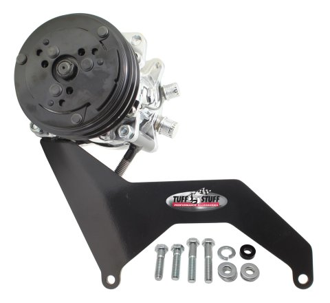 Tuff Stuff Performance Air Conditioner Brackets 8493B A/C Compressor Bracket for Sanden SD508 W/ SBC Short Water Pump Black Powder Coated