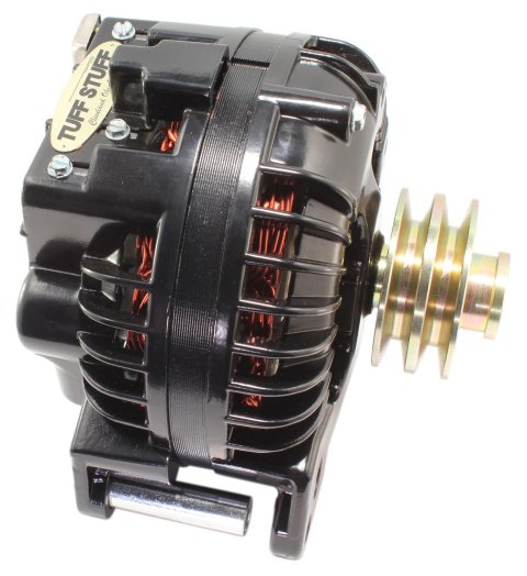Tuff Stuff Performance High-Amp Output Stealth Black Alternators 8509REDP Alternator, One-Wire, 100 Amps, 2-Groove V-Belt, Finish, Chrysler, Dodge, Plymouth, Each