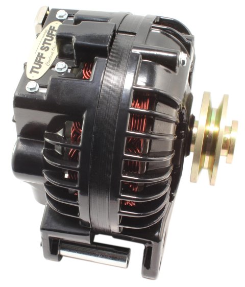 Tuff Stuff Performance High-Amp Output Stealth Black Alternators 9509RFSP and Generators, Alternators, Chrysler Square Back Case Style, 12 V, 130 amps, V-belt Pulley, Chrysler, Dodge
