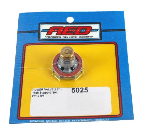AED Carburetor Power Valves 5025 Valve, High Flow, Single Stage, 2.5 in. Hg, with Gasket, Each