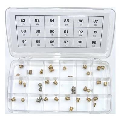 AED Jet Boxes 6000 Carburetor Jets, Gasoline, 64-81 Range, 1/4-32 in., Brass, Kit
