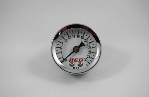 AED Fuel Pressure Gauges 6102 Gauges, Pressure, 0-30 psi, 1 1/2 in. Dia., Analog, Mechanical, 1/8 in.-NPT, Stainless, Chrome Plate, Full Sweep, Non-liquid, White Face, Each