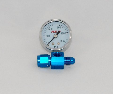 AED Nitrous Pressure Gauge Kits 6105 Gauges, Pressure, 0-1,500 psi, 1 1/2 in. Diameter, Analog, Mechanical, -4AN Manifold, Full Sweep, Chrome Bezel, White Face, Black Pointer, Kit