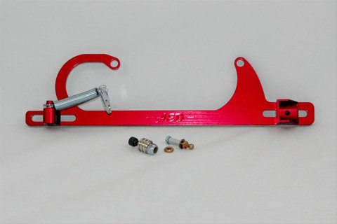 AED Billet Throttle Linkage and Spring Brackets 6600R Cable Bracket, Aluminum, Red Anodized, Holley, 4150, Fits GM Cable, Each