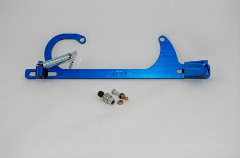 AED Billet Throttle Linkage and Spring Brackets 6601B Cable Bracket, Aluminum, Blue Anodized, Holley, 4150, Fits Ford Cable, Each