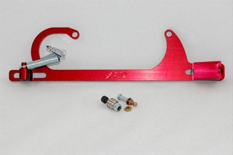 AED Billet Throttle Linkage and Spring Brackets 6601R Cable Bracket, Aluminum, Red Anodized, Holley, 4150, Fits Ford Cable, Each
