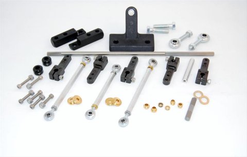 AED Pro Tunnel Ram Linkage Kits 7000 Throttle Kit, Dual Quad, Sideways Mount, Chevy, Small Block, Holley, Edelbrock, Carter, Kit