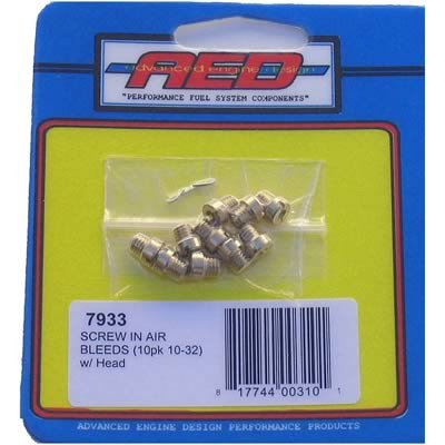 AED Air Bleeds 7933 Bleeds, Brass, Blanks, 10-32 Thread, Holley 4150 HP, 4500 HP, Set of 10