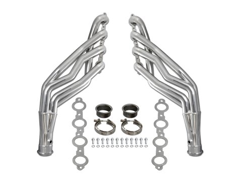 Doug's Headers D3348 Headers, Long Tube One-piece, Steel, Silver Ceramic Coated, Round Port, Chevrolet, Small Block LS, Pair