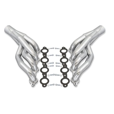 Doug's Headers D3350 Headers, Mid-length, Steel, Silver Ceramic Coated, Round Port, Buick, Chevrolet, Oldsmobile, Pontiac, Small Block LS, Pair