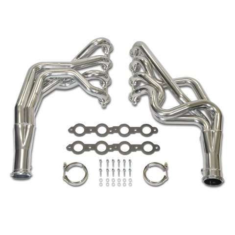 Doug's Headers D3352 Headers, Long Tube One-piece, Steel, Silver Ceramic Coated, Round Port, Chevrolet, Pontiac, Small Block LS, Pair