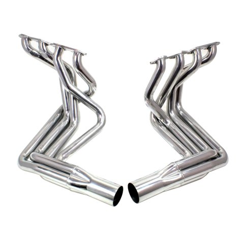 Doug's Headers D381 Headers, Side Mount, Steel, Silver Ceramic Coated, Chevy, Pair