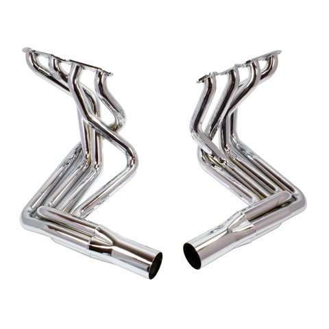 Doug's Headers D381-C Headers, Side Mount, Steel, Chrome, 4 in. Collector, Round Port, Chevy, Big Block, Pair
