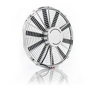 16 Inch 2,360 CFM Be Cool Show & Go Fan 75033 Electric Fan, Go, Single, in. Diameter, Puller, cfm, Black, Plastic, Chrome Shroud, Each