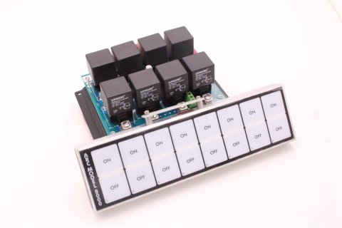 ARC Flat Touch Switch Panels 8000D Panel, Aluminum, Dash Mount, 8.750 in.Wide, 2.375 in.Tall, .75 in. Deep, Lighted, 8 Switches, Each