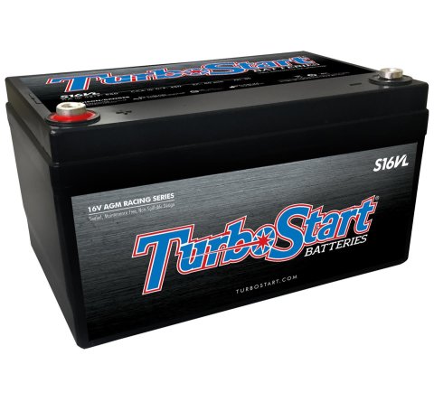 450 CCA TurboStart 16 V Racing Battery S16VL BCI Group 34 Battery, Racing, Light Weight, AGM, V, 500 amps, Top Terminals, Group, Each