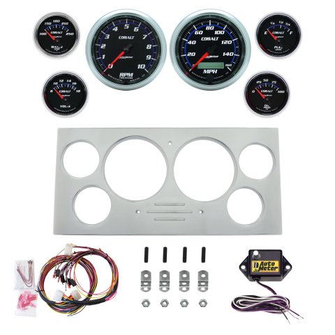 AutoMeter Cobalt 73-79 Ford Truck Direct-Fit Billet Panel/Gauge Kit - 3-3/8in. (x2) & 2-1/16in. (x4)