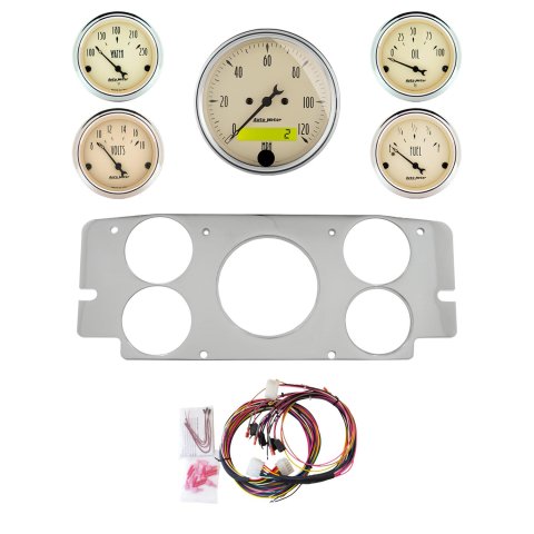 AutoMeter Antique Beige 57-60 Ford Truck Billet Panel/Gauge Kit - 3-1/8in. (x1) & 2-1/16in. (x4)