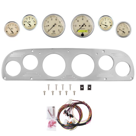 AutoMeter Antique Beige 57-60 Ford Truck Billet Panel/Gauge Kit - 3-1/8in. (x2) & 2-1/16in. (x4)