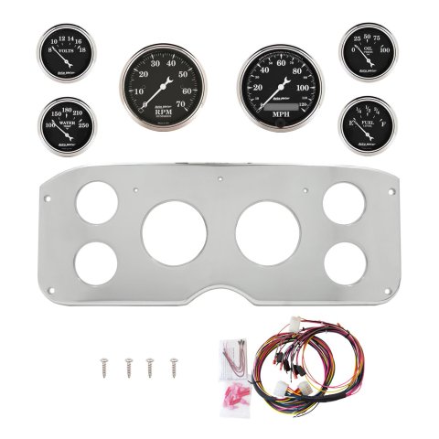 AutoMeter Old Tyme Black 55-59 GMC Truck Billet Panel/Gauge Kit - 3-1/8in. (x2) & 2-1/16in. (x4)