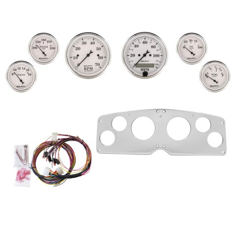 AutoMeter Old Tyme White 54-55 GMC Truck Billet Panel/Gauge Kit - 3-1/8in. (x2) & 2-1/16in. (x4)