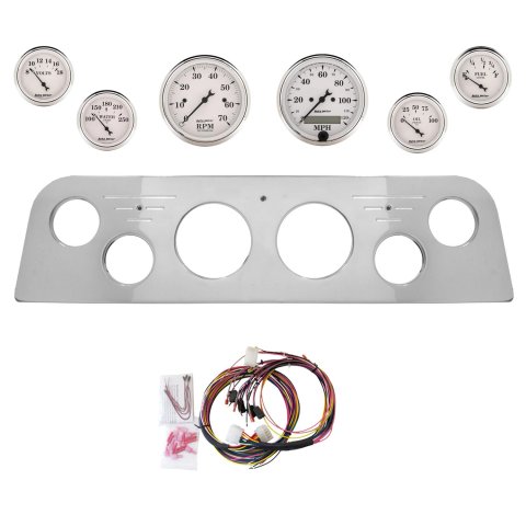 AutoMeter Old Tyme White 60-61 GMC Truck Billet Panel/Gauge Kit - 3-1/8in. (x2) & 2-1/16in. (x4)
