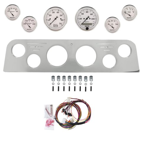 AutoMeter Old Tyme White 62-66 GMC Truck Billet Panel/Gauge Kit - 3-1/8in. (x2) & 2-1/16in. (x4)