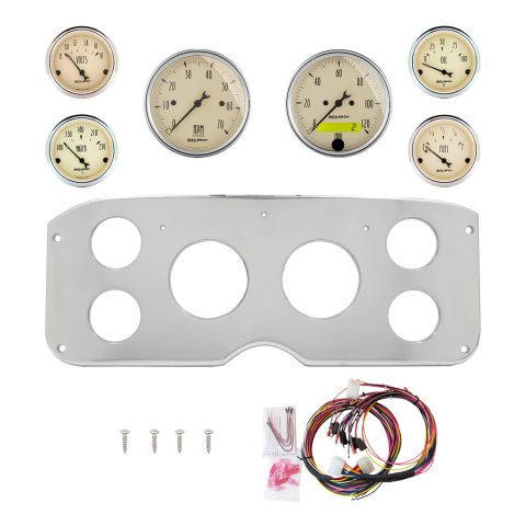 AutoMeter Antique Beige 55-59 GMC Truck Billet Panel/Gauge Kit - 3-1/8in. (x2) & 2-1/16in. (x4)