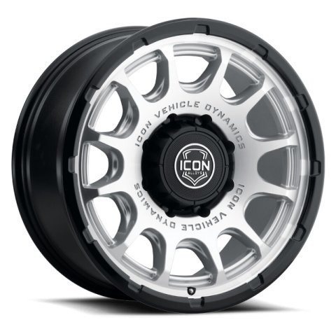 ICON Alloys Rancho 20x9 / 8x180 / 12mm / 5.5in BS Silver Machined w/ Gloss Black Lip Wheel