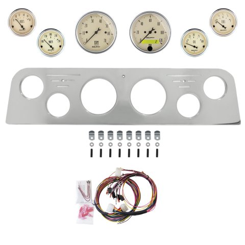 AutoMeter Antique Beige 62-66 GMC Truck Billet Panel/Gauge Kit - 3-1/8in. (x2) & 2-1/16in. (x4)