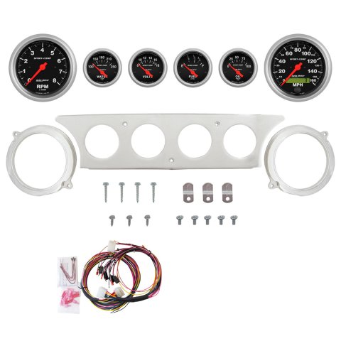 AutoMeter Sport-Comp 63-64 Ford Galaxie Billet Panel/Gauge Kit - 3-3/8in. (x2) & 2-1/16in. (x4)