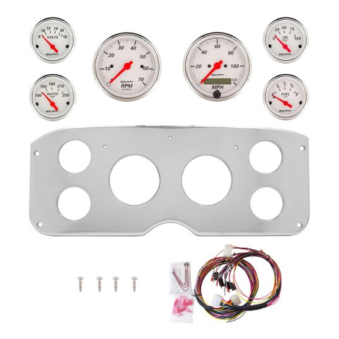 AutoMeter Arctic White 55-59 GMC Truck Billet Panel/Gauge Kit - 3-1/8in. (x2) & 2-1/16in. (x4)