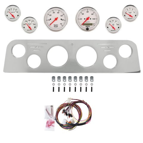 AutoMeter Arctic White 62-66 GMC Truck Billet Panel/Gauge Kit - 3-1/8in. (x2) & 2-1/16in. (x4)