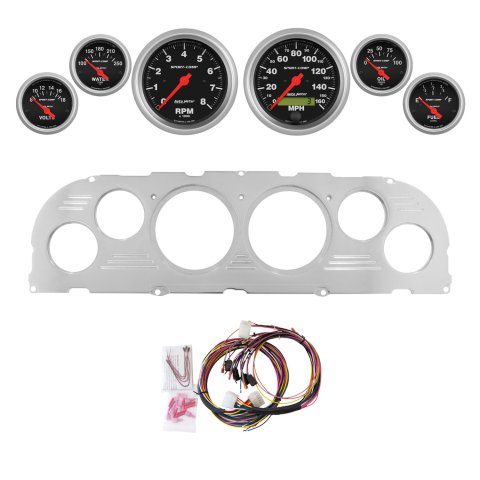 AutoMeter Sport-Comp 60-63 Chevy Truck Billet Panel/Gauge Kit - 3-3/8in. (x2) & 2-1/16in. (x4)