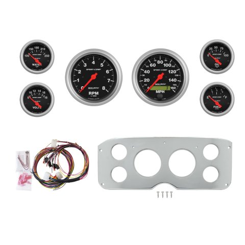 AutoMeter Sport-Comp 55-59 GMC Truck Billet Panel/Gauge Kit - 3-3/8in. (x2) & 2-1/16in. (x4)
