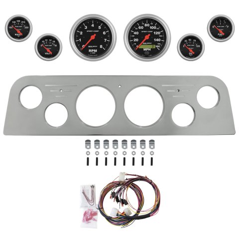 AutoMeter Sport-Comp 60-61 GMC Truck Billet Panel/Gauge Kit - 3-3/8in. (x2) & 2-1/16in. (x4)