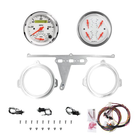 AutoMeter Arctic White 66-67 Ford Falcon Direct-Fit Billet Panel/Gauge Kit - 3-3/8in. (x2)